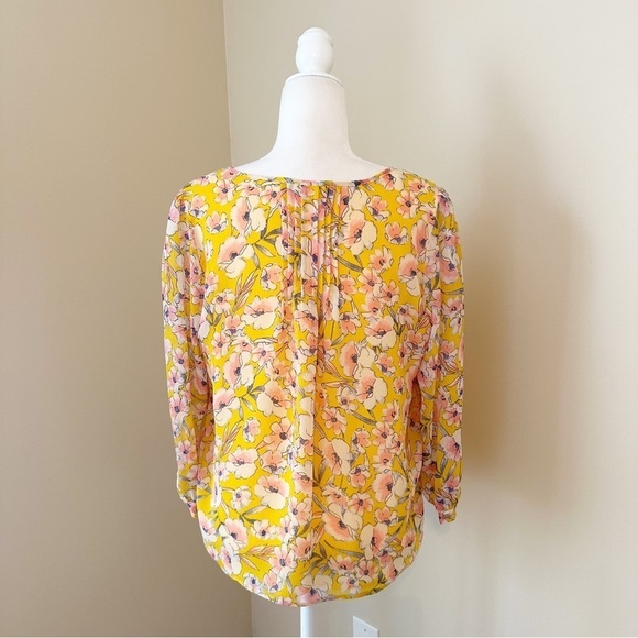Tommy Hilfiger Pin Tuck Yellow Floral Blouse - Medium - Picture 5 of 16